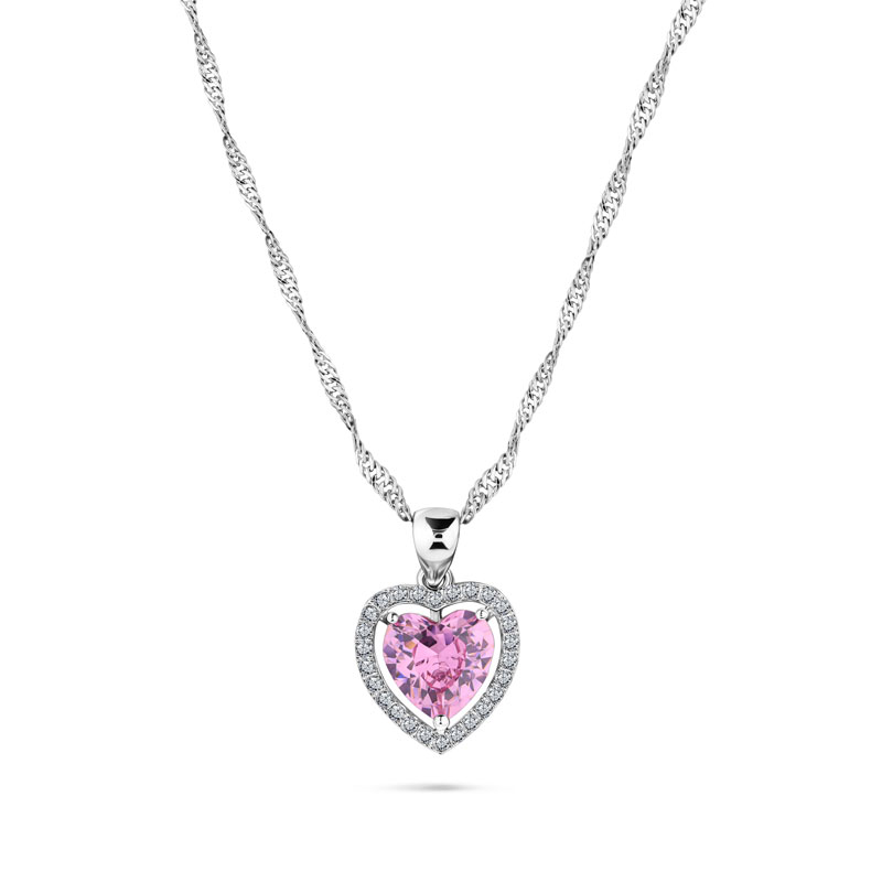 Pink Heart Pendant & Chain